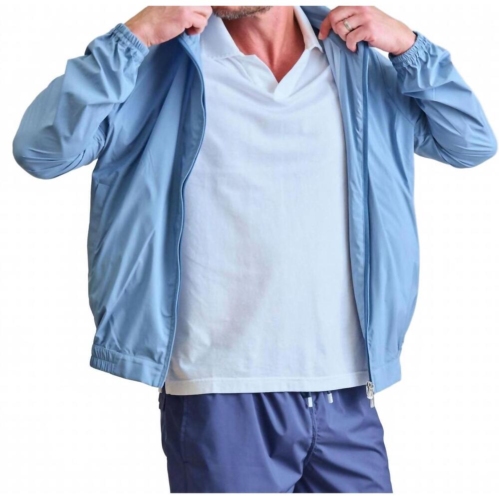 NEW FEDELI airstop hoodied bomber windbreaker in light steel blue